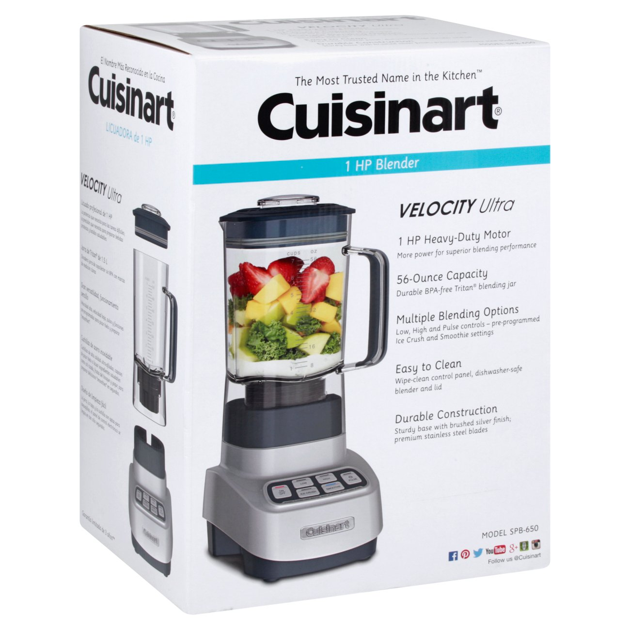 Cuisinart SPB650 1 HP Blender, 7.8" x 10" x 13.6", Silver